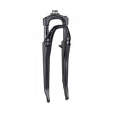 Bontrager Forklight 700C road bike fork with 45mm travel and brake compatibility, shown installed on a road bicycle.