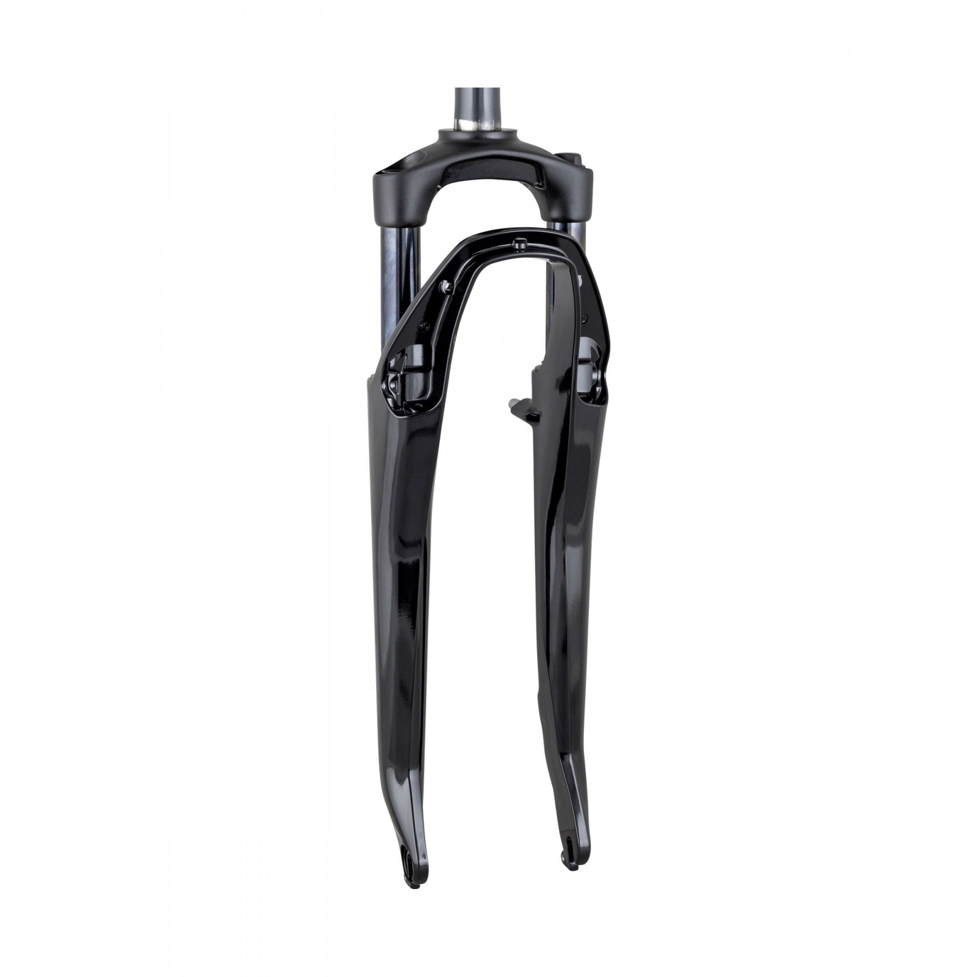 Bontrager Forklight 700C road bike fork with 45mm travel and brake compatibility, shown mounted on a road bicycle.