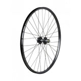 Bontrager Connection 27.5-inch rear wheel with 6-bolt disc brake mount and Shimano HG 7-speed cassette in black.