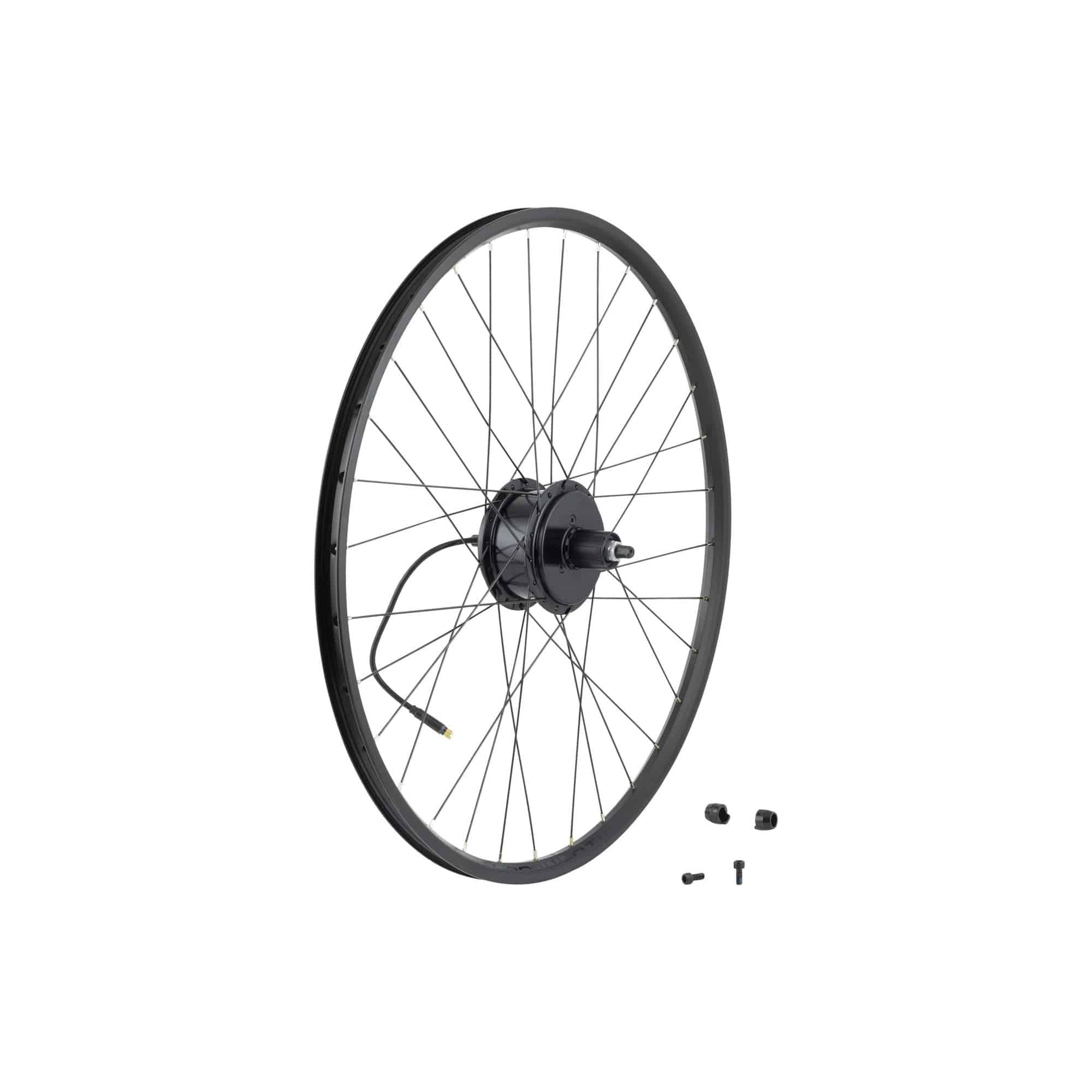Bontrager Connection 27.5-inch MTB wheel with 6-bolt disc brake mount, tubeless-ready, featuring 32 spokes for mountain biking.