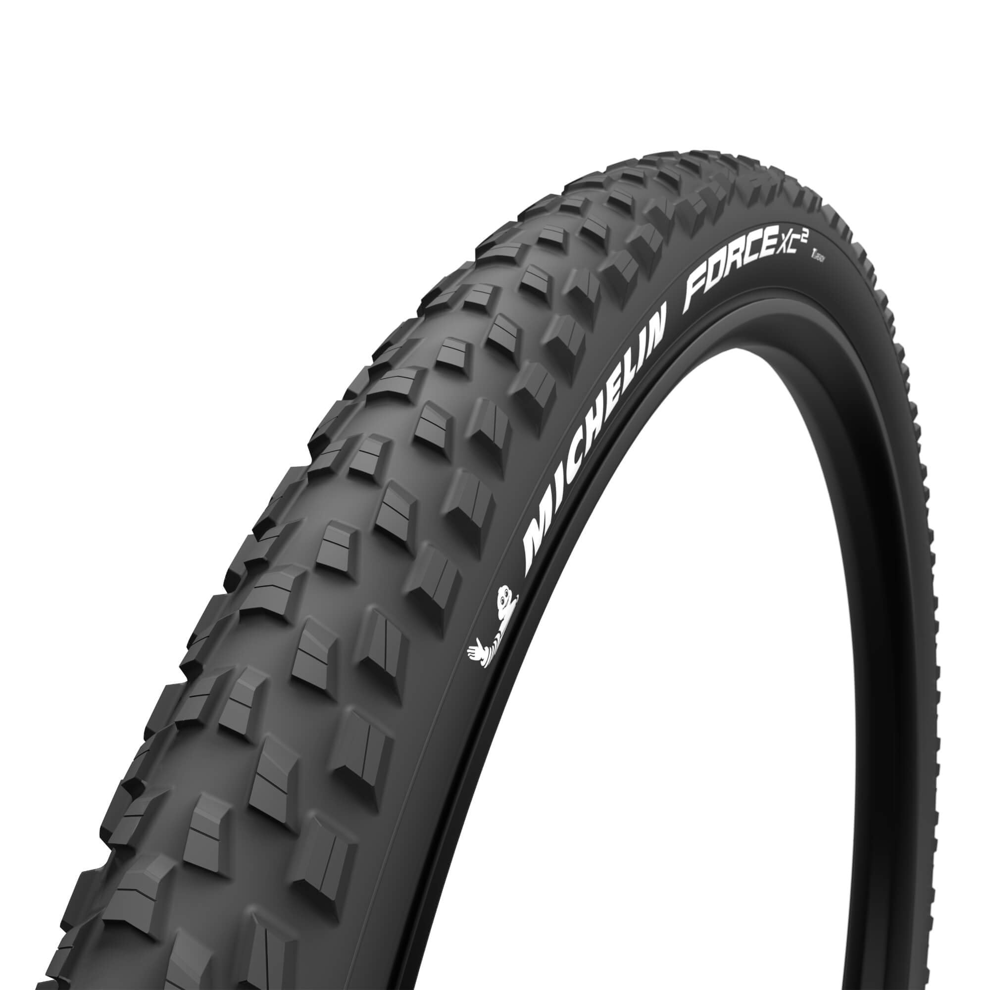Michelin Force XC2 29-inch tubeless-ready cross-country mountain bike tire displayed with tread pattern and sidewall details.