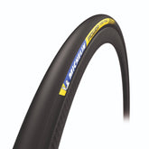 Michelin Power Time Trial high performance road cycling tyre with sleek black design and tread pattern for speed and control.