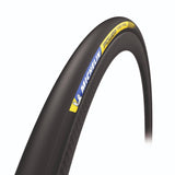 Michelin Power Time Trial high performance road cycling tyre with sleek black design and tread pattern for speed and control.