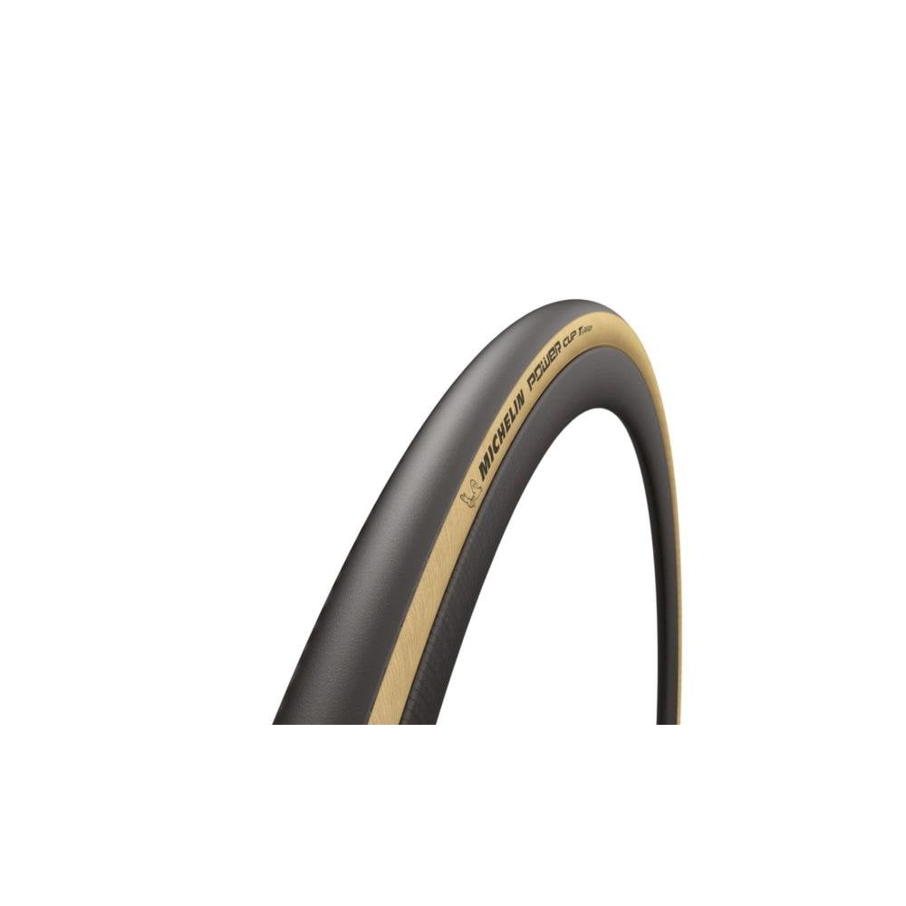 Michelin Power Cup tubeless-ready road tyre with MotoGP™ technology and Gum-X compound, designed for high-performance cycling.