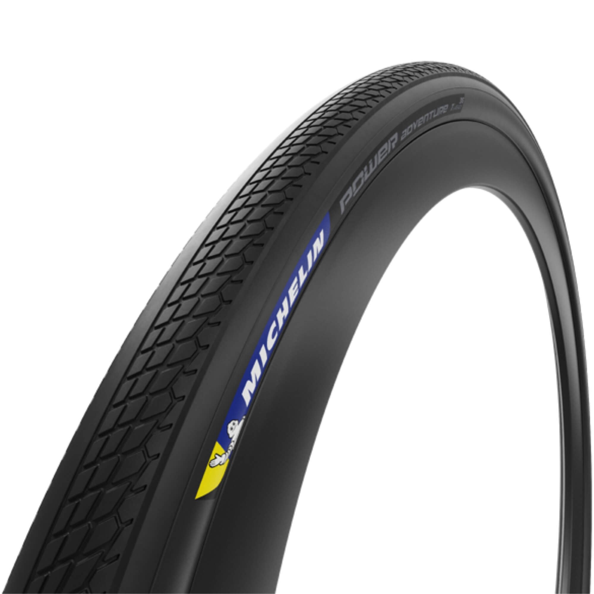Michelin Power Adventure gravel tire, tubeless ready with puncture protection, designed for off-road cycling durability and performance.