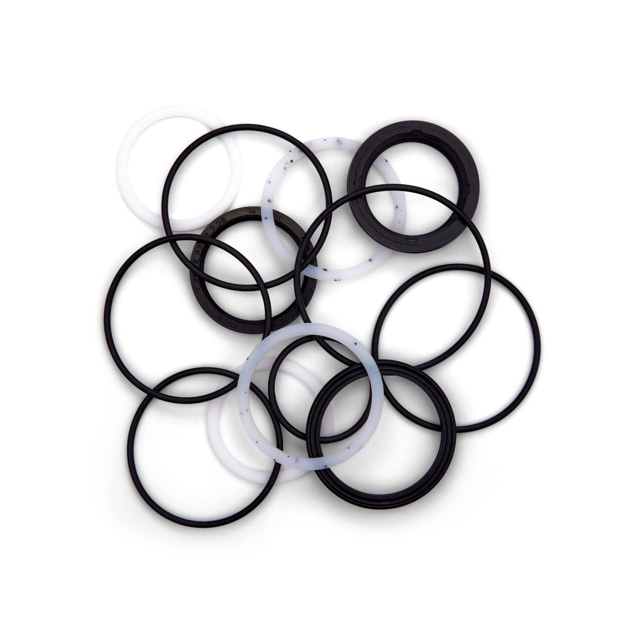 Fox Shock Float rebuild kit with seals, Q-rings, O-rings, and spare components for shock absorber maintenance.