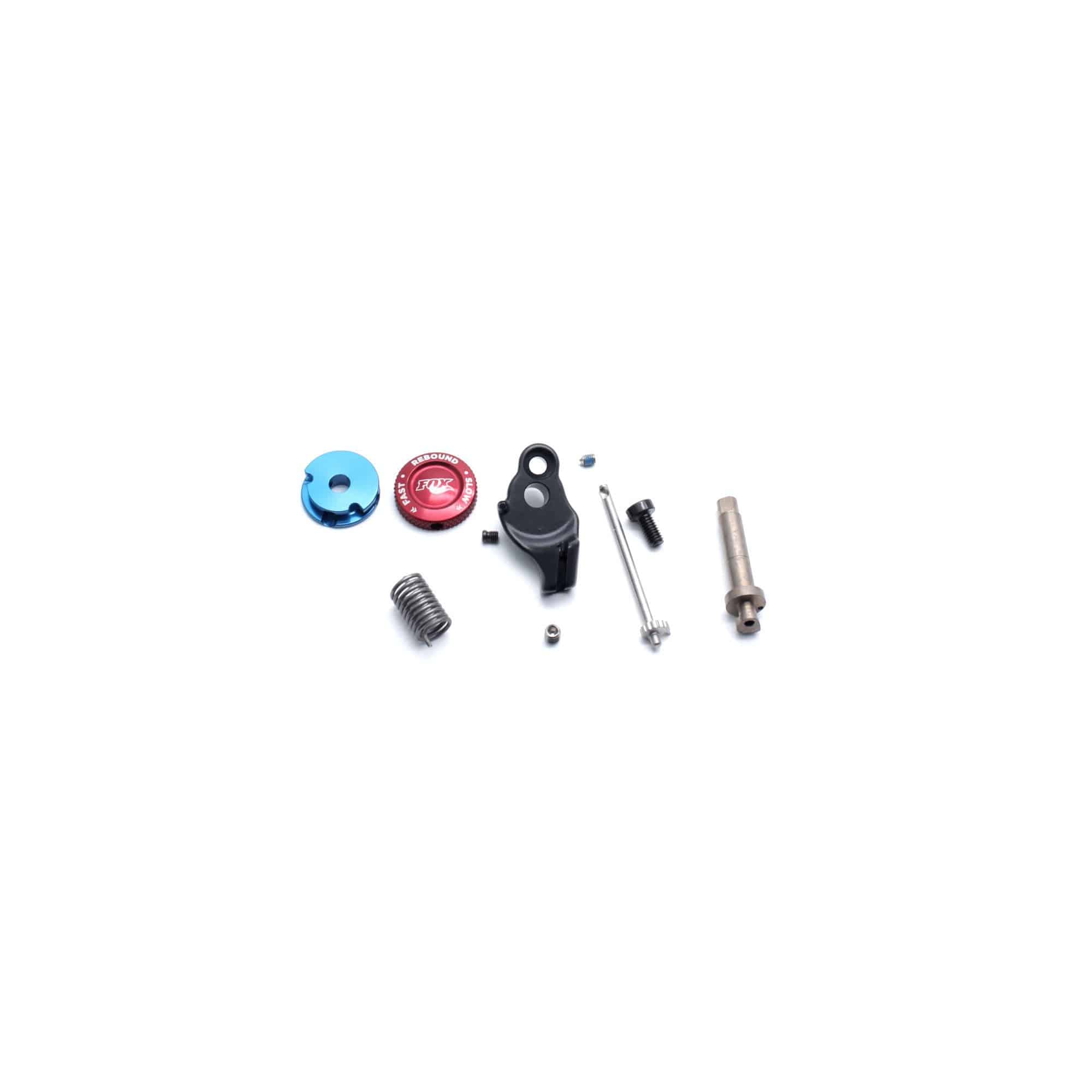 Fox Shock FLOAT DPS Remote LV down interface parts kit for 2017 mountain bike suspension components, including replacement connectors and spacers.