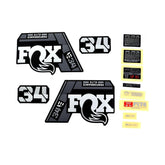 Fox Fork 34 Decal Kit for 2021 E-Bike P-SE in matte black with grey Fox logo, compatible as spare component.