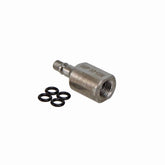 Fox vacuum oil fill with Andreani thread and O-ring for rear shock maintenance, showing the component and sealing parts.