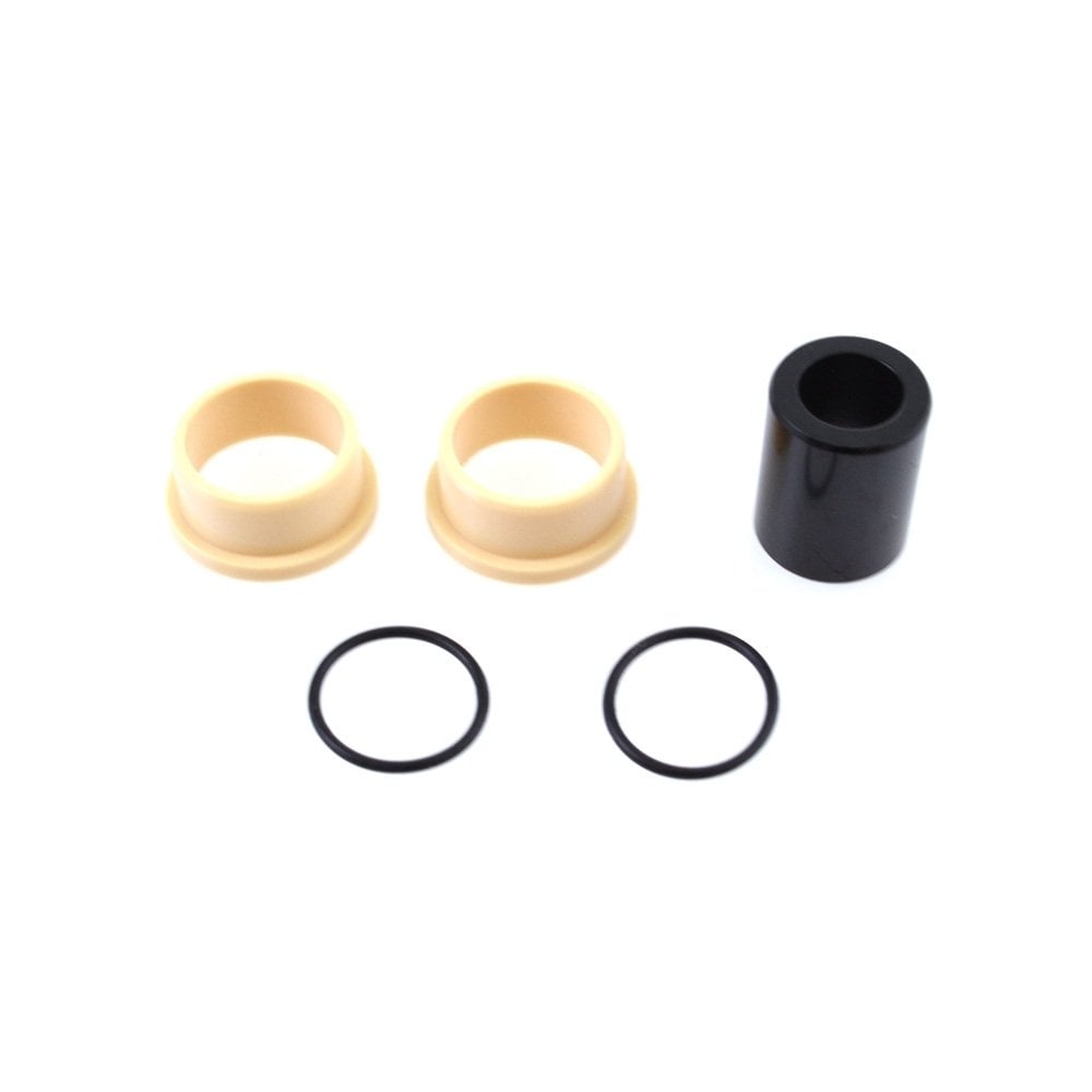 Fox 4-piece dual mounting hardware kit for rear shock spares and accessories, showing metal components and mounting brackets.