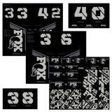 Fox Fork & Shock AM Custom Decal Kit 2021 for FOX suspension, featuring vibrant decals and branding for bike components.