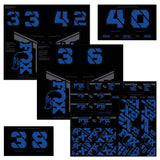 Fox Fork & Shock AM Custom Decal Kit for 2021, spare components for FOX suspension forks and shocks in the kit image.
