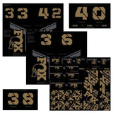 Fox Fork & Shock AM Custom Decal Kit 2021 for FOX suspension components, featuring colorful decals and branding.