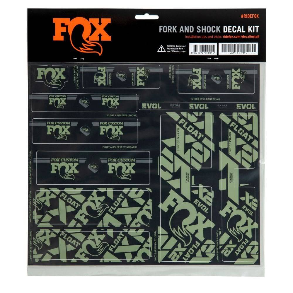 Fox Fork & Shock AM Custom Decal Kit 2021 for FOX suspension components, featuring vibrant decals and branding details.