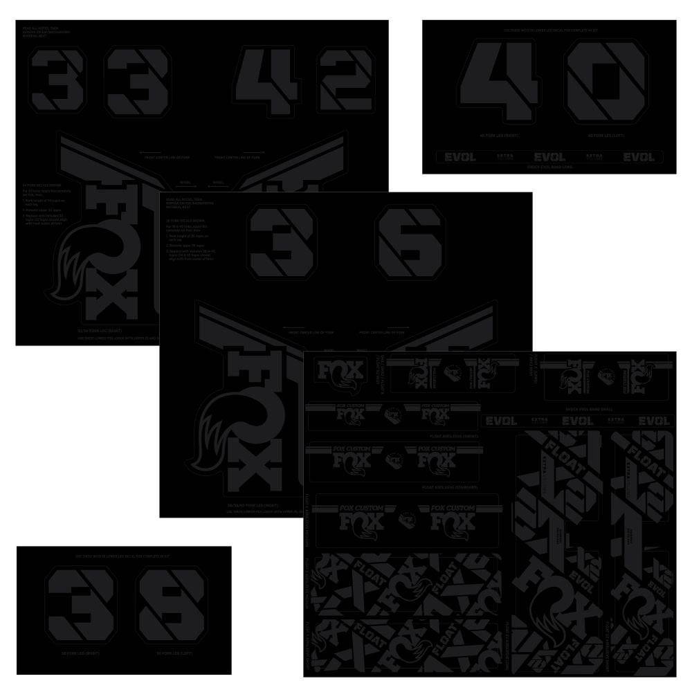 Fox Fork & Shock AM Custom Decal Kit 2021, spare decals for FOX suspension components, with colorful graphic designs.