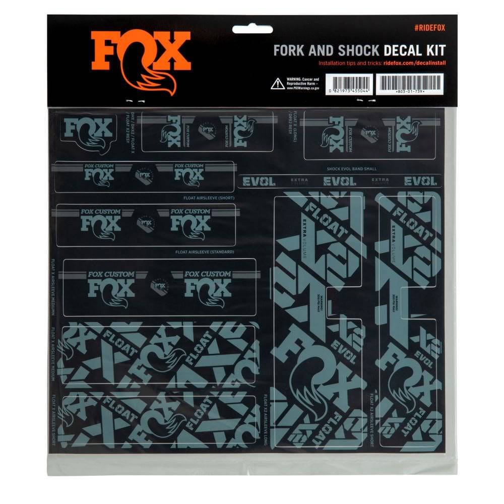 Fox Fork & Shock AM Custom Decal Kit 2021 for FOX suspension components, featuring colorful decals and branding details.