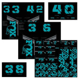 Fox Fork & Shock AM Custom Decal Kit 2021 for FOX suspension components, featuring colorful decals and branding details.
