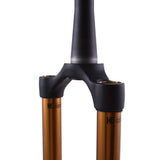 Fox Fork 32 SC Kashima CSU assembly for mountain bike, showing detailed components and Kashima coating on the fork leg.