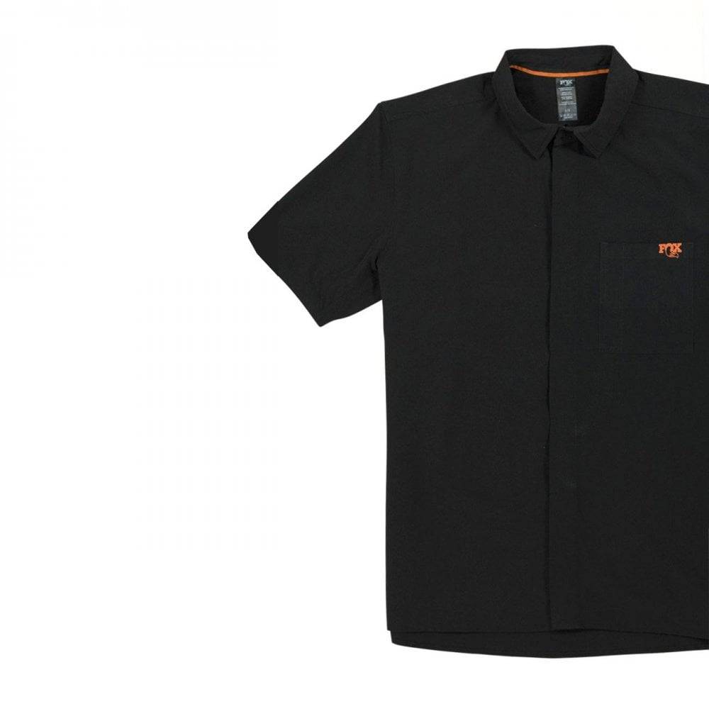 Unisex Fox Shop Shirt Jersey, stretchy performance top for work and cycling, made of breathable fabric with logo detail.