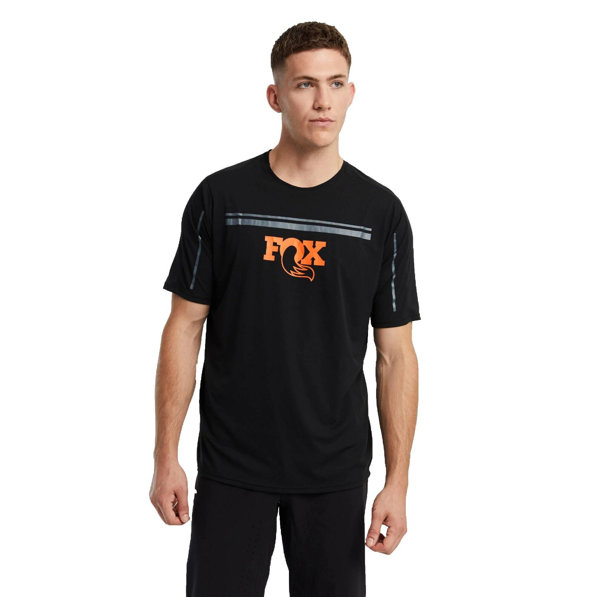 Fox Hightail short sleeve jersey, breathable athletic fit trail and enduro clothing, shown in a vibrant design suitable for mountain biking.