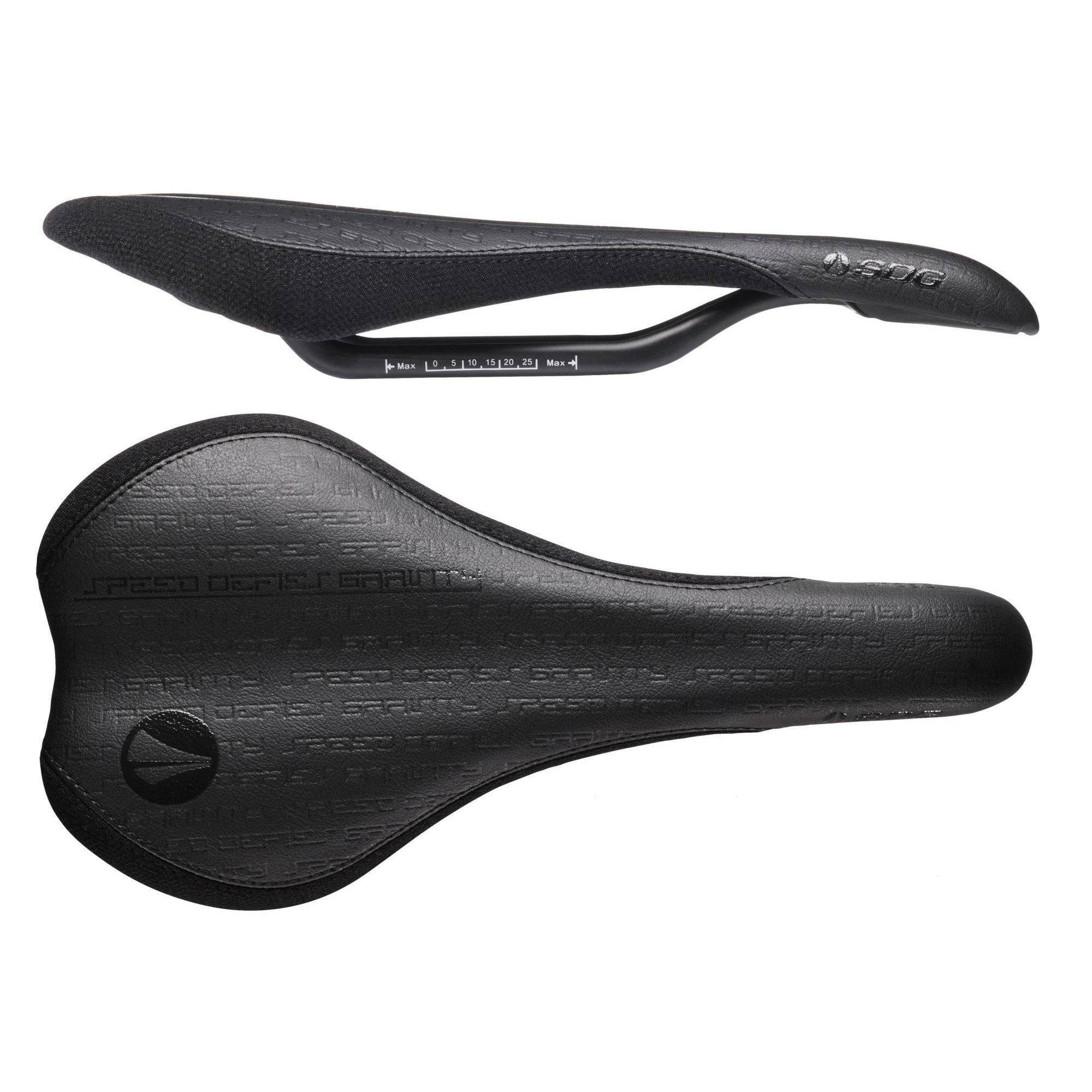 Black SDG Circuit Mountain Bike Saddle, durable MTB seat with ergonomic design for off-road cycling.