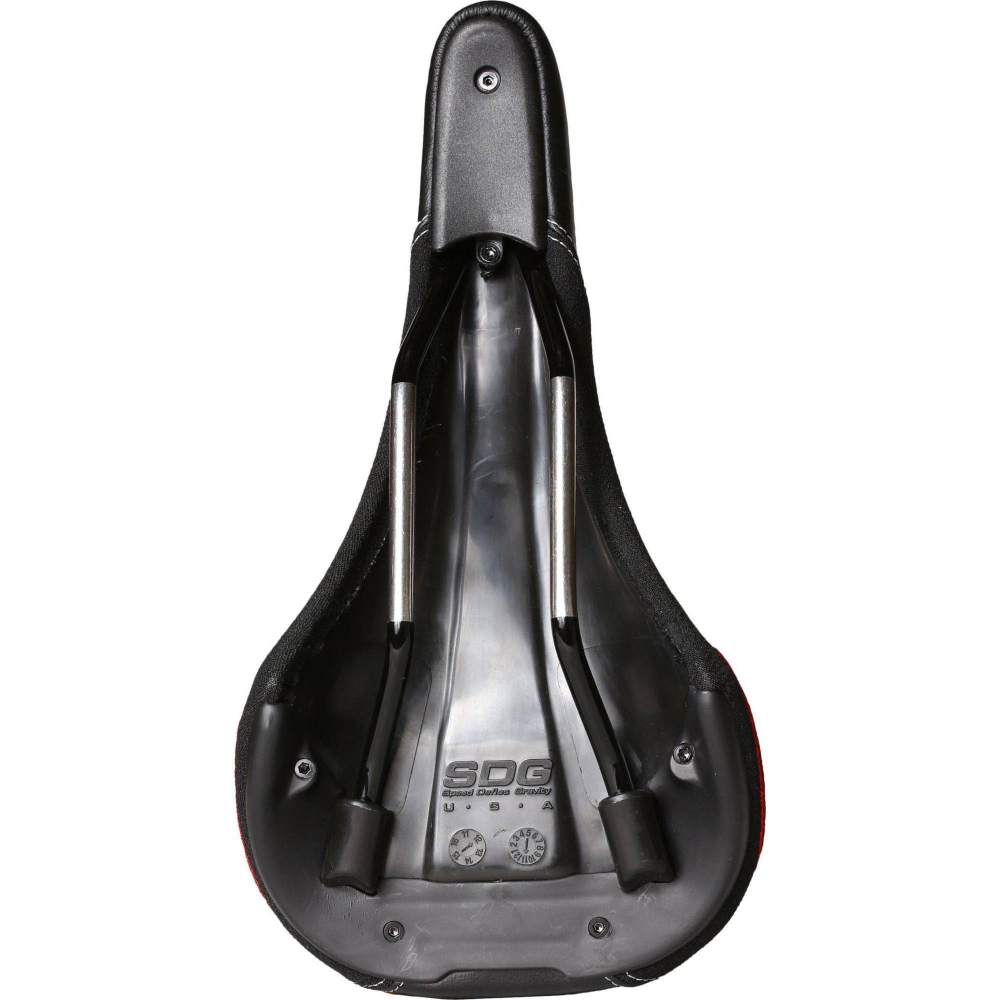 SDG Bel Air titanium alloy rail bike saddle for MTB, cyclocross, and road cycling, featuring a sleek design and durable construction.