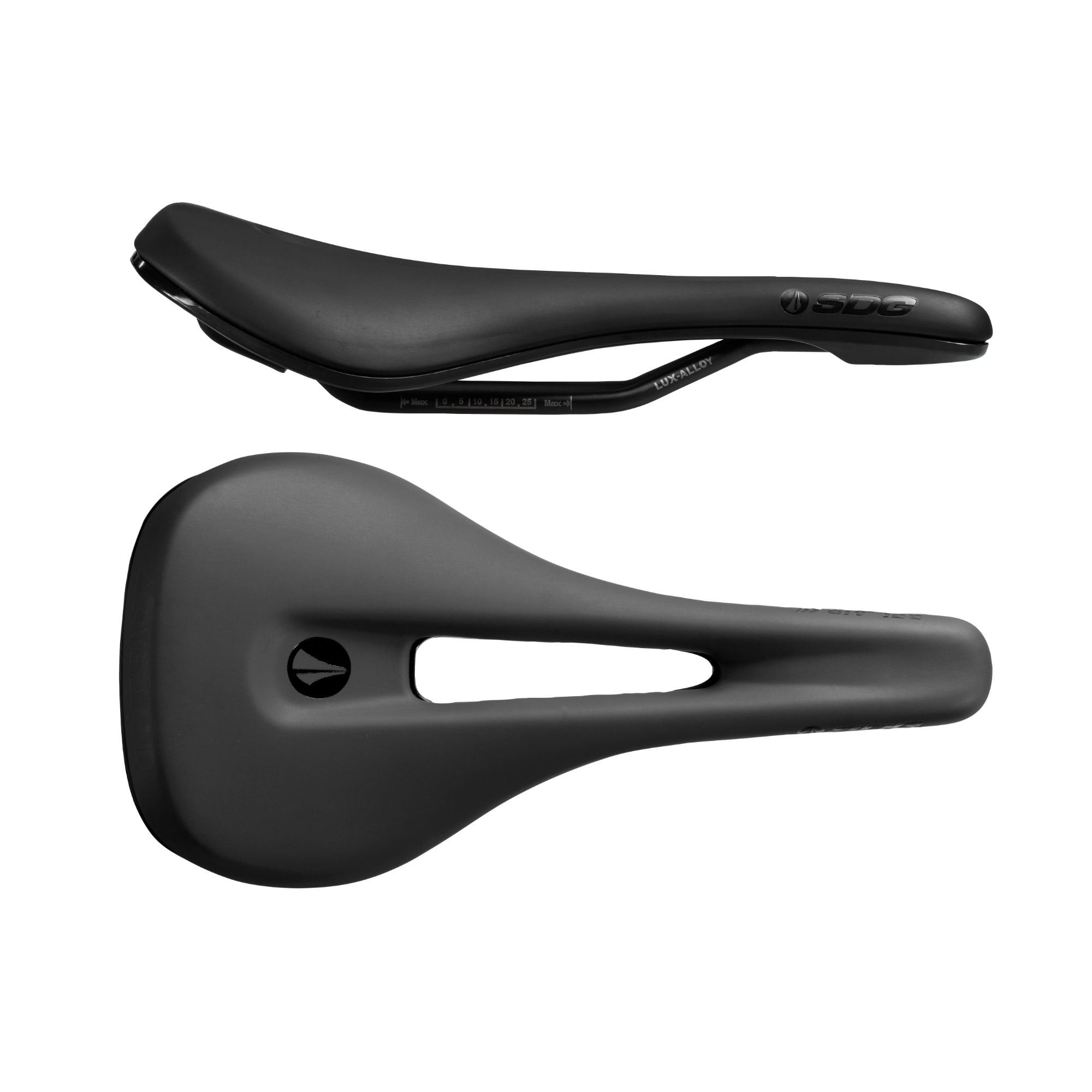 SDG Bel Air V3 Overland Lux-Alloy saddle for XC and gravel riding, featuring a sleek design and padded comfort for cycling.
