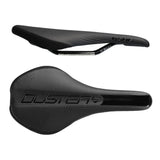 SDG Duster mountain bike saddle with Ti-alloy rails and Kevlar protection, designed for durability and comfort in cycling components.