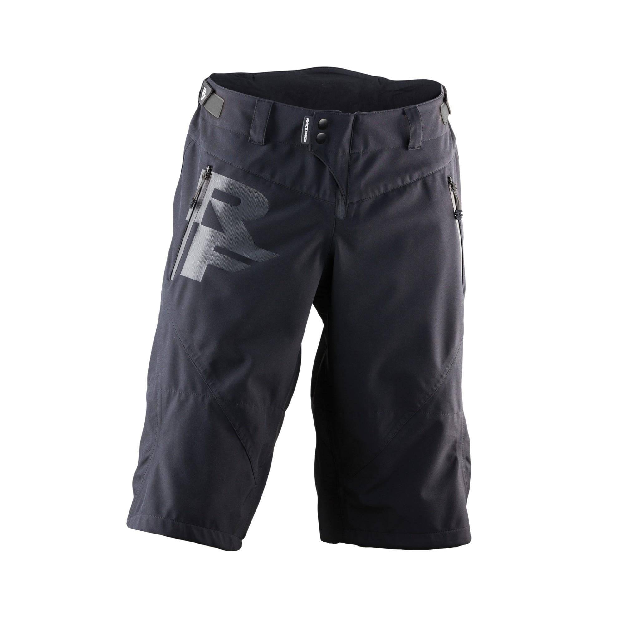 Race Face Agent Winter Shorts 2019 waterproof mountain biking shorts in black with reinforced panels and adjustable waistband.