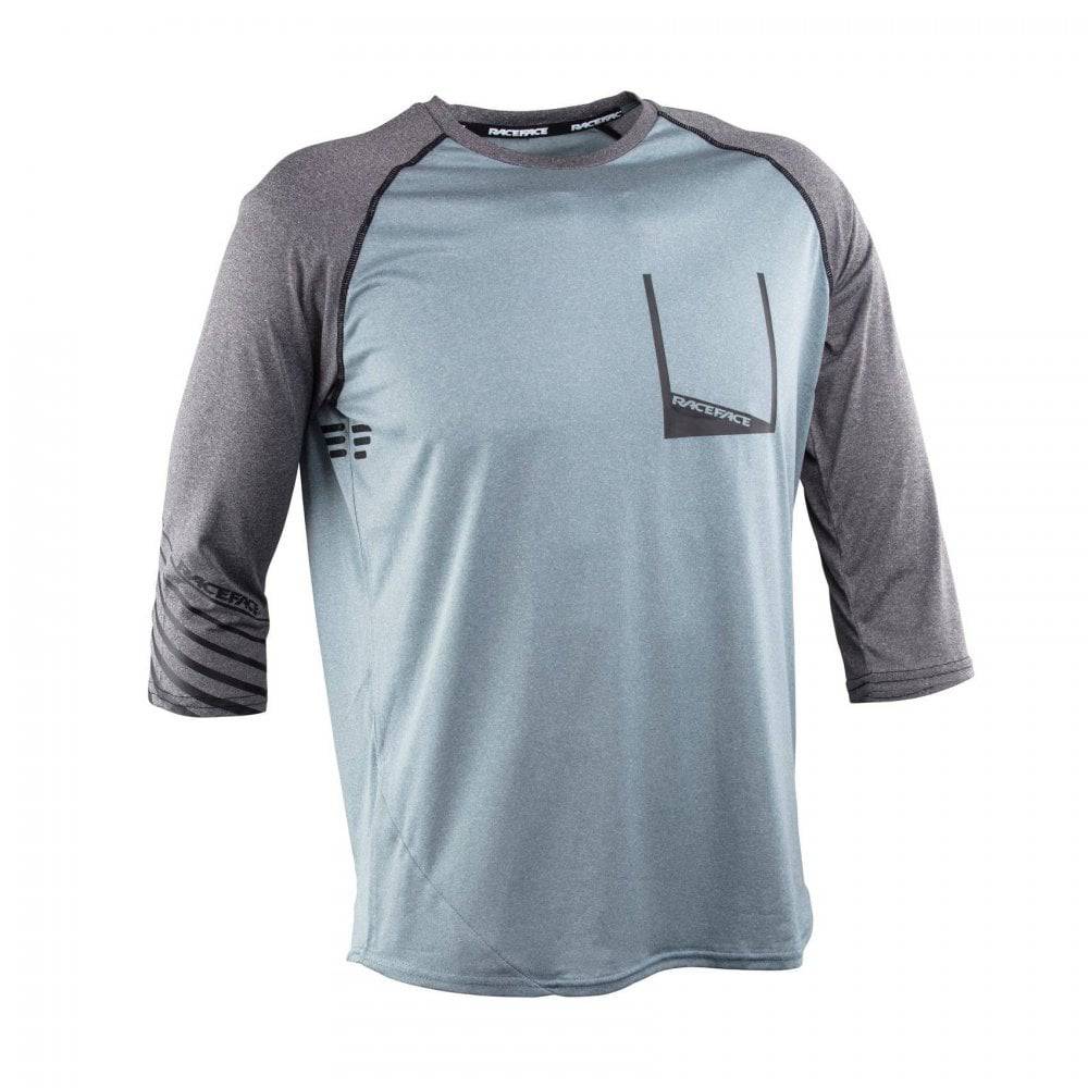 Race Face Race Face Stage ¾ MTB jersey with breathable venting and goggle wipe, unisex cycling clothing for mountain biking.