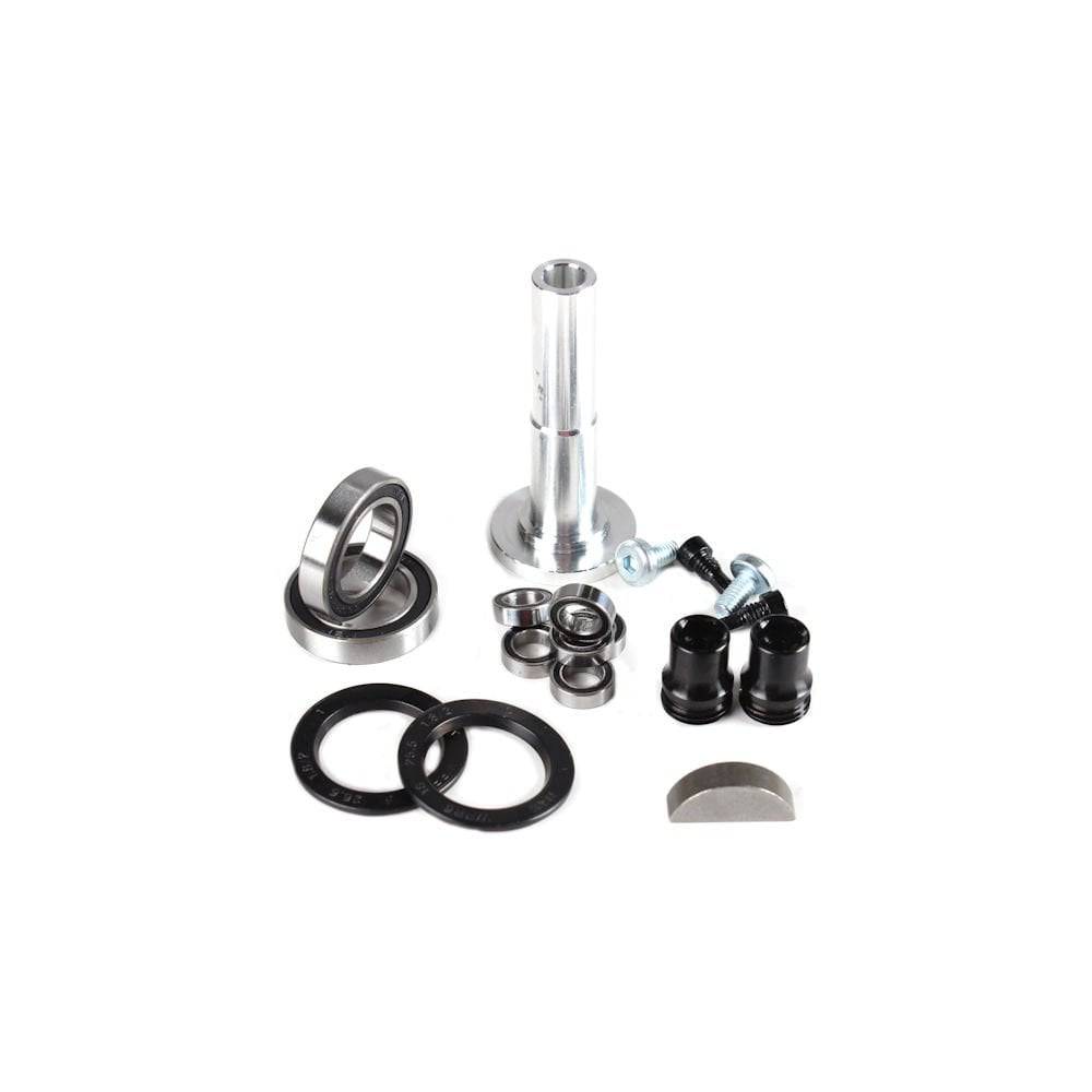 Race Face Atlas pedal bearing rebuild kit with replacement bearings and components for bicycle pedal maintenance.