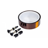 Race Face tubeless kit with valves, rim tape, and core tool for easy wheel conversion, ideal for mountain bike components.