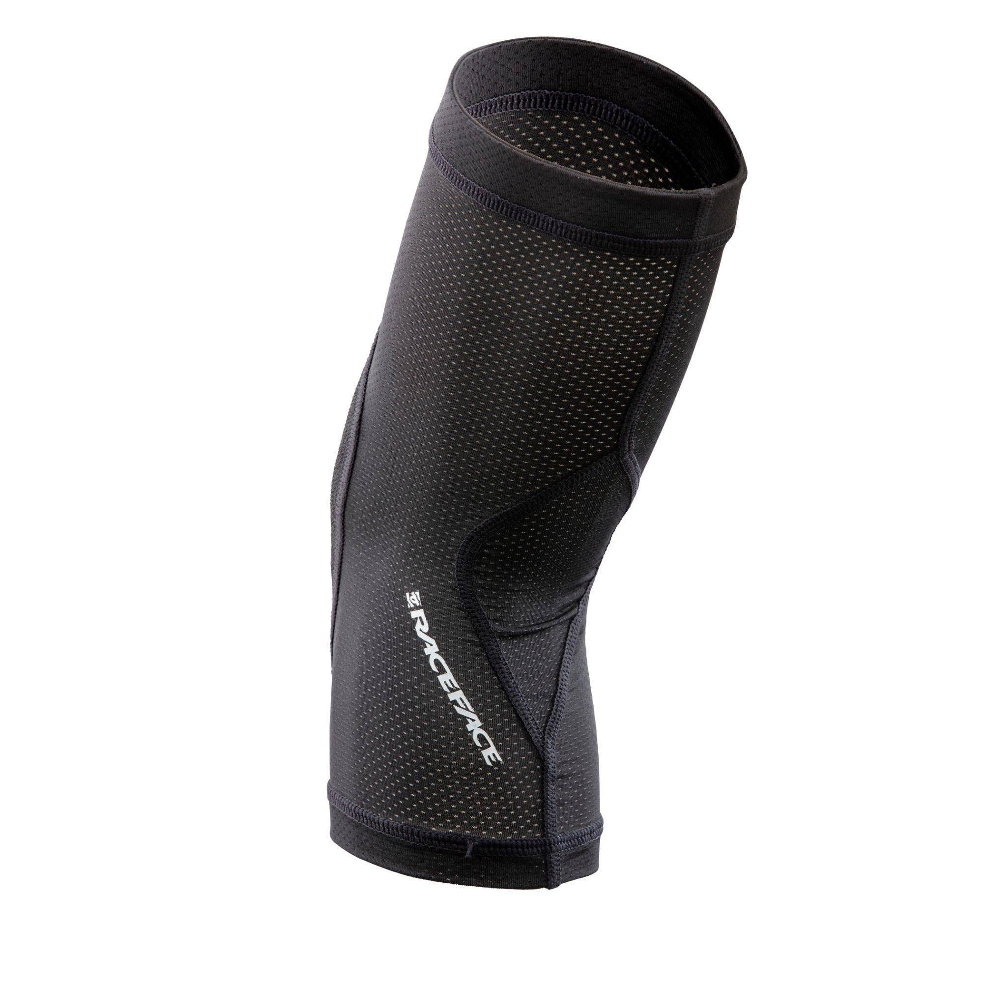 Race Face Indy Elbow Guard for mountain biking, showing breathable, adjustable protection with padded elbow coverage.