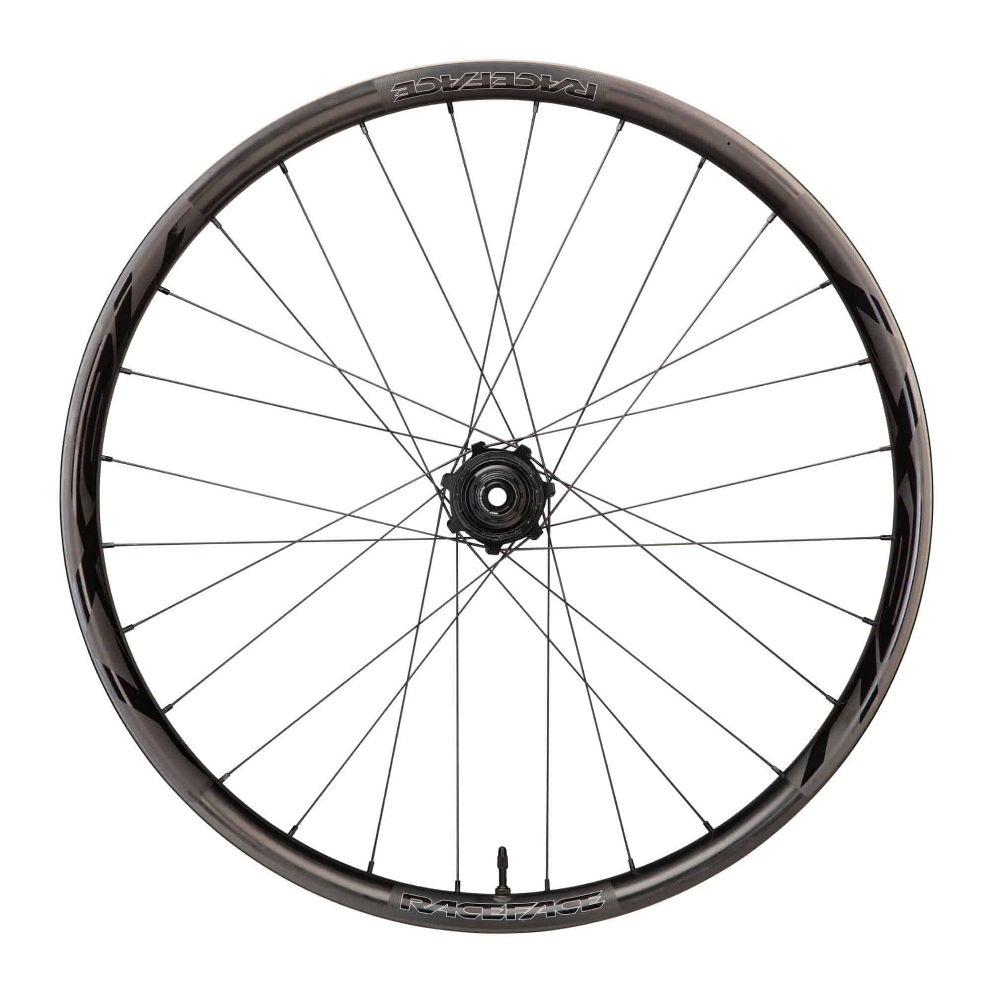 Race Face Next R 36mm Carbon MTB wheelset with tubeless-ready design and boost axle for mountain biking.