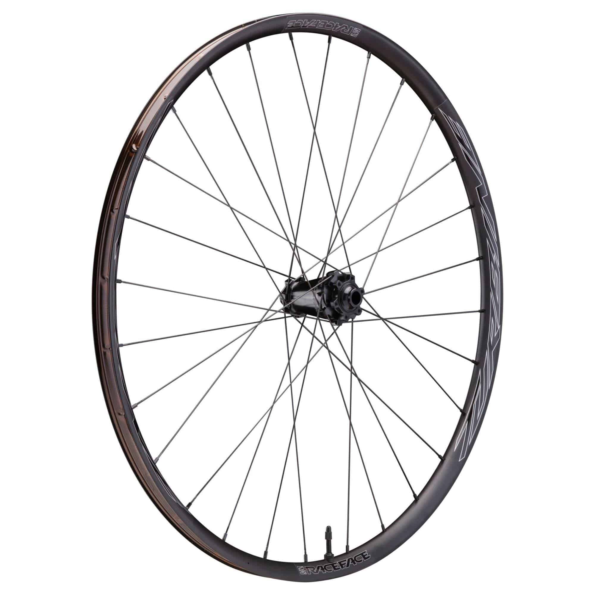 Race Face Turbine SL 25mm tubeless-ready 29-inch boost XC trail wheels with alloy rims and spokes for mountain biking.