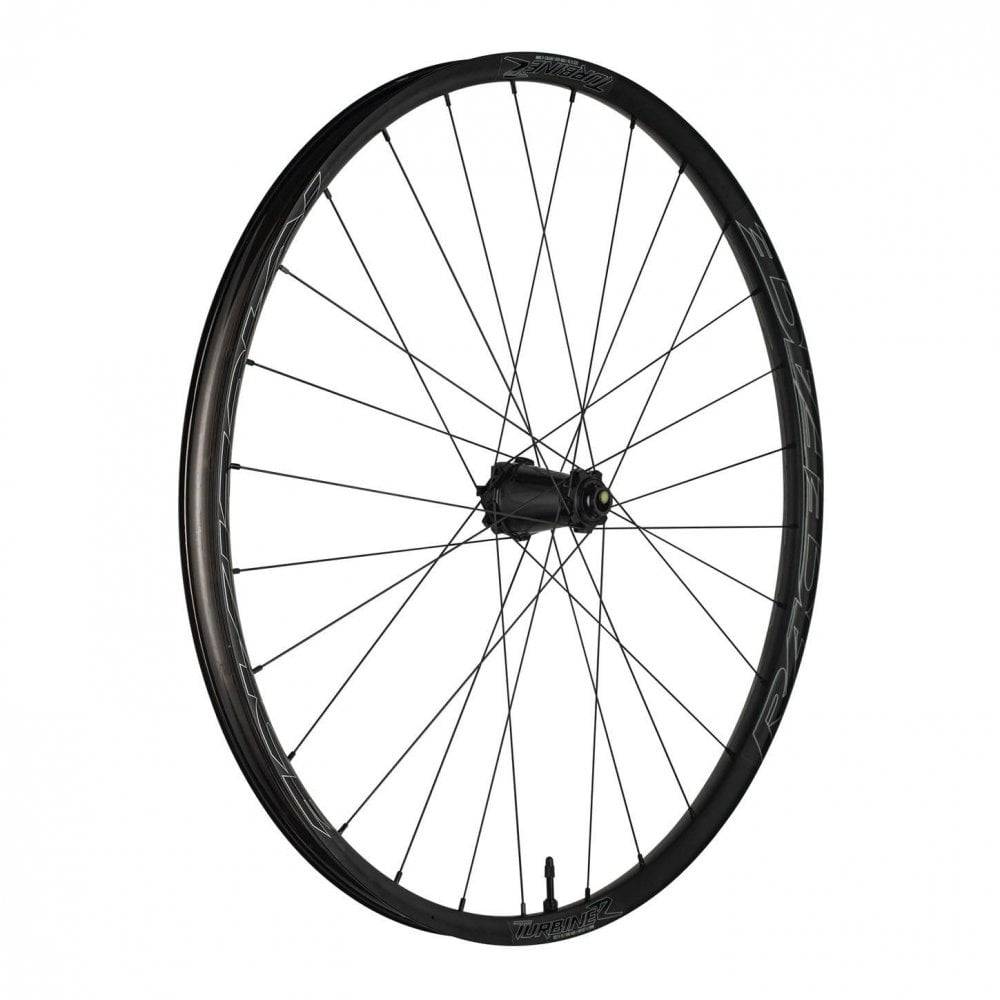 Race Face Turbine R 35mm alloy MTB wheels with Vault hub, tubeless-ready design and aerodynamic rim profile for mountain biking.