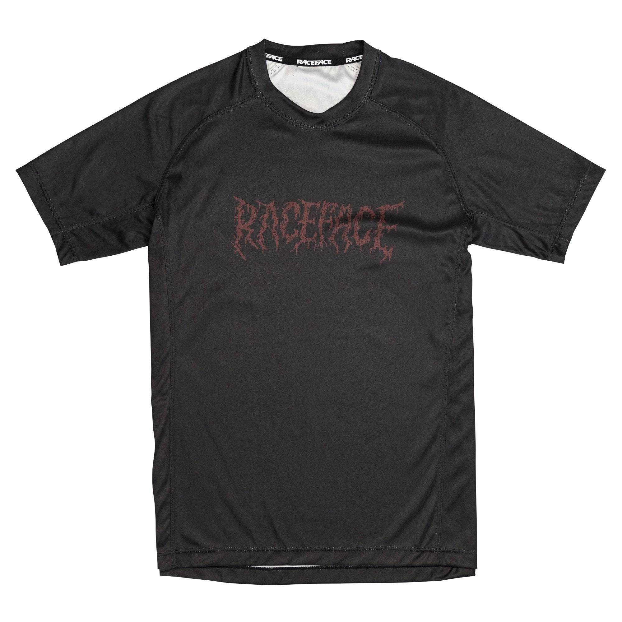 Race Face Sendy Kids short sleeve MTB jersey, lightweight and breathable cycling shirt for children, with colorful design and moisture-wicking fabric.