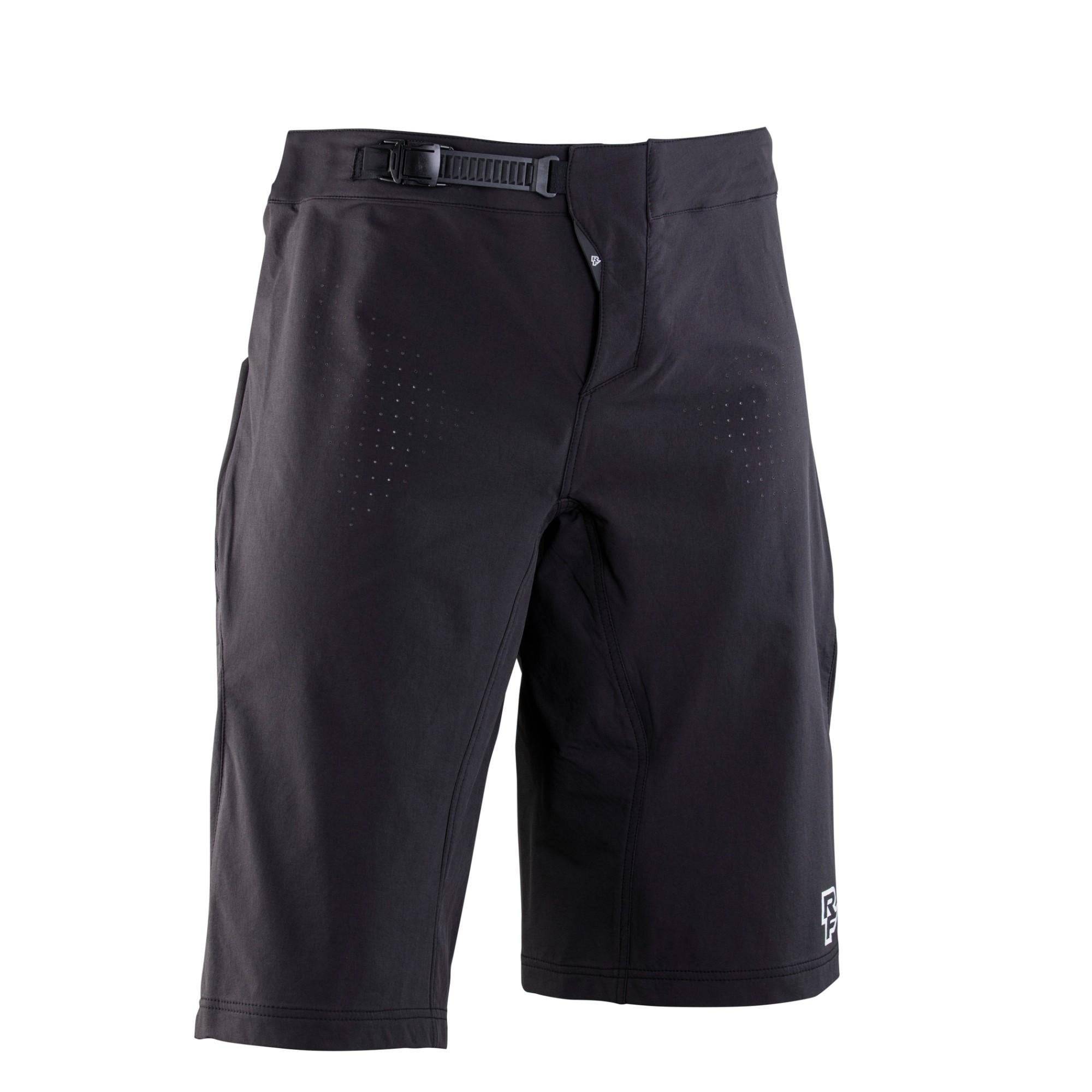 Race Face Ruxton unisex MTB shorts with adjustable ratchet closure and multiple pockets, designed for cycling and outdoor activities.