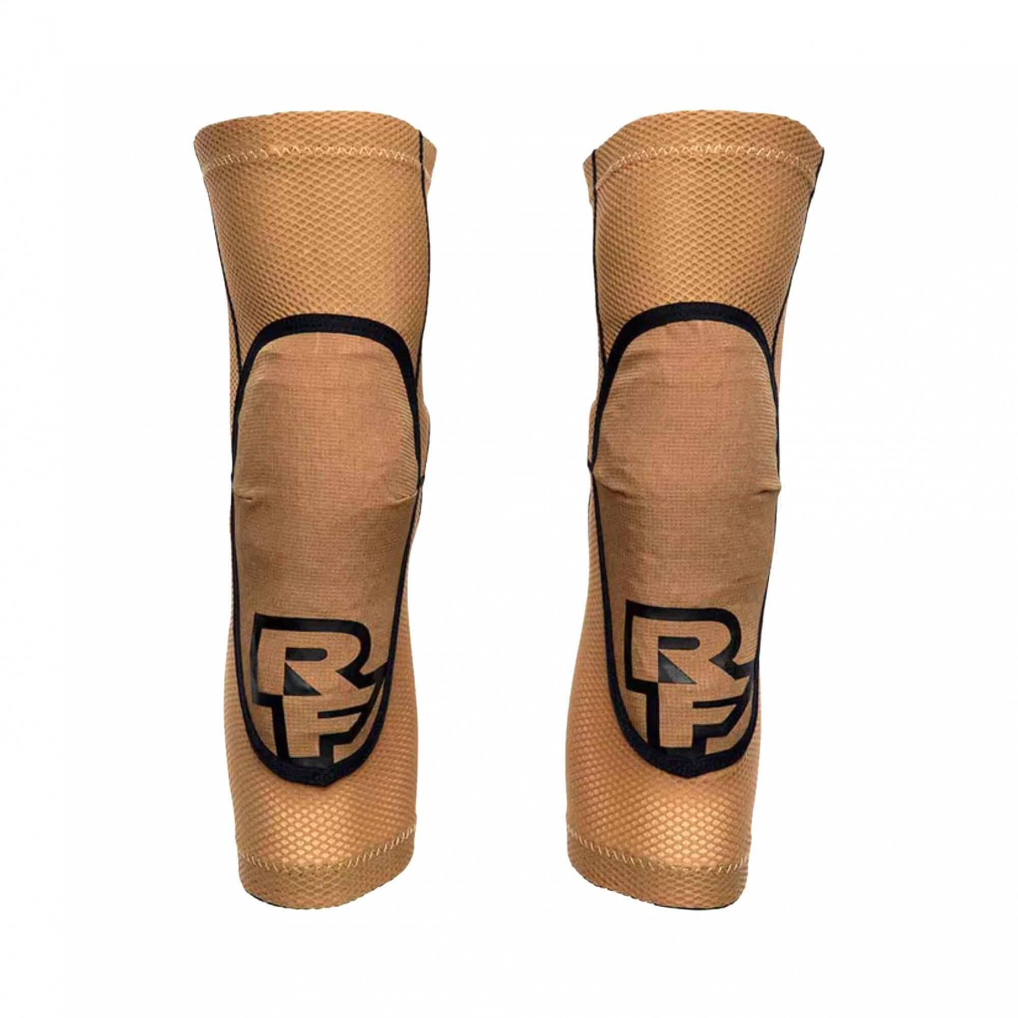 Race Face Covert knee guard showing breathable fabric and CE Certified D3O protection for outdoor sports and cycling.