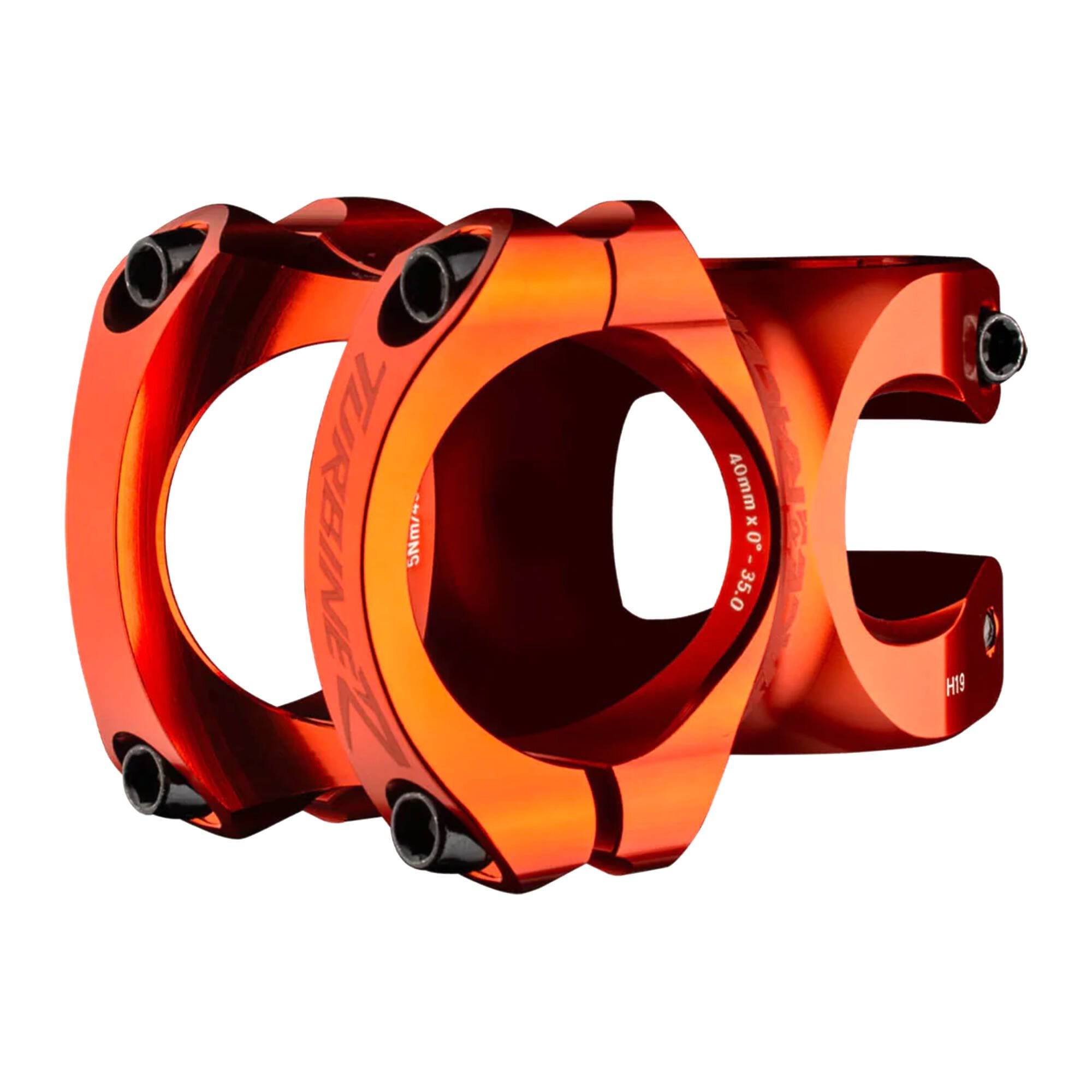 Race Face Turbine R 35 stem with 35mm clamp for trail and enduro bikes, showcasing its sturdy construction and sleek design.