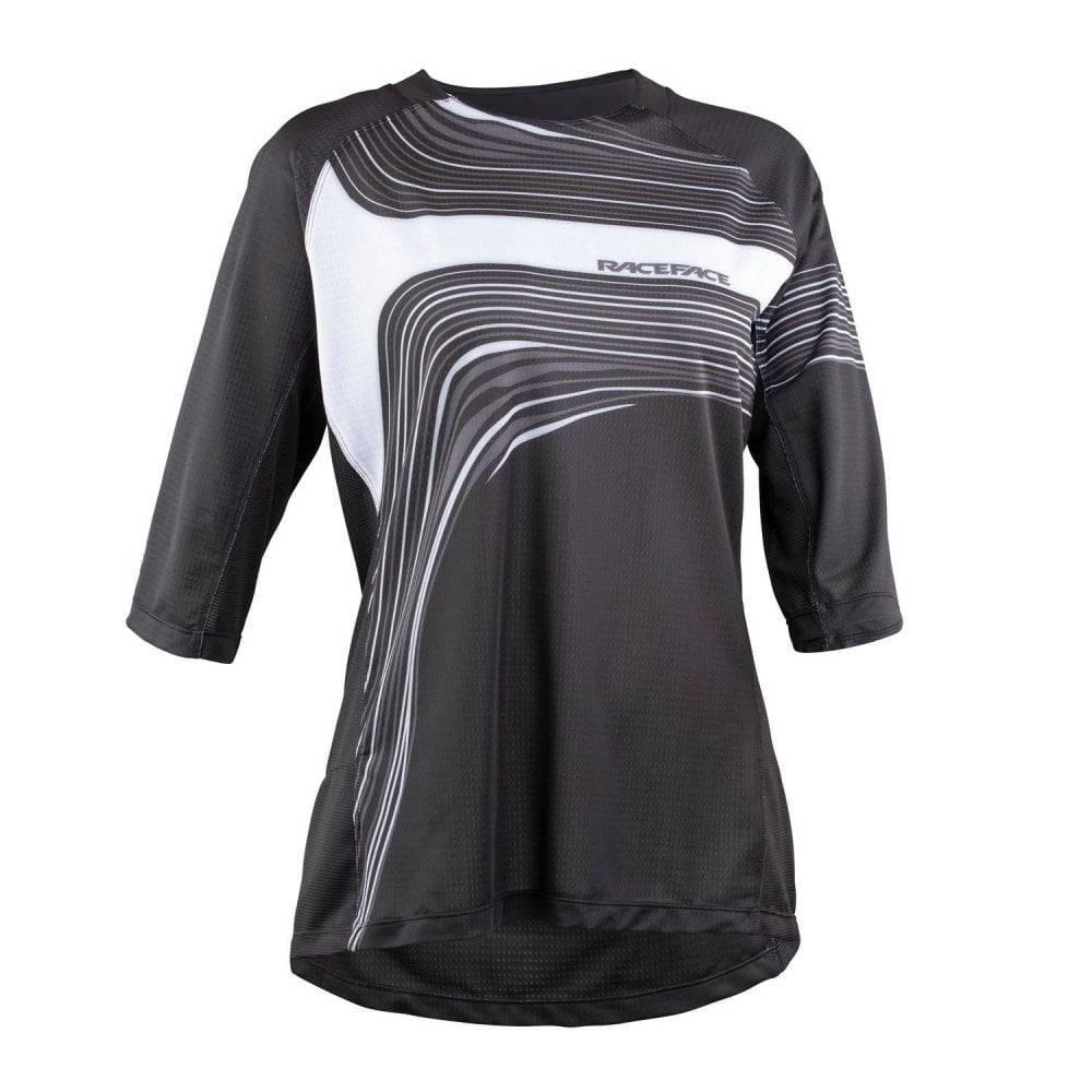 Race Face Khyber women's ¾ sleeve MTB jersey, breathable downhill cycling shirt with lightweight, moisture-wicking fabric.