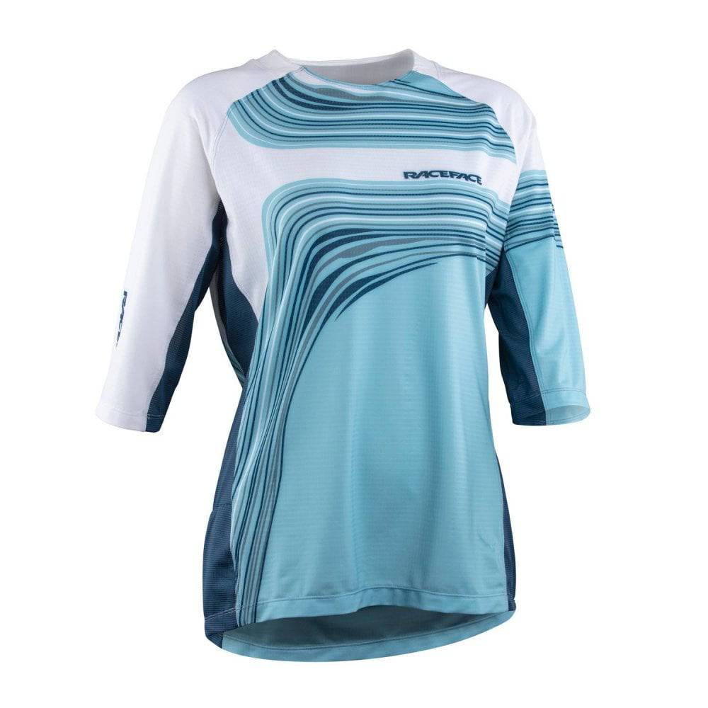 Race Face Khyber women's ¾ sleeve breathable downhill mountain biking jersey, lightweight and designed for MTB riding.