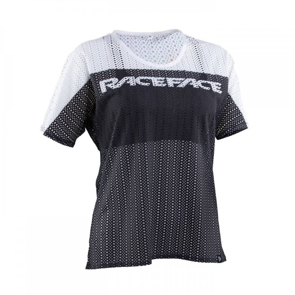 Race Face Maya women's mountain bike jersey with breathable mesh fabric and dolman sleeves, designed for cycling comfort.