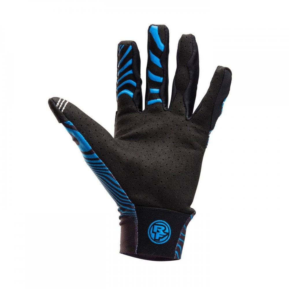 Race Face Khyber women's mountain bike gloves in lightweight protection, showing close-up of black gloves with textured palms.
