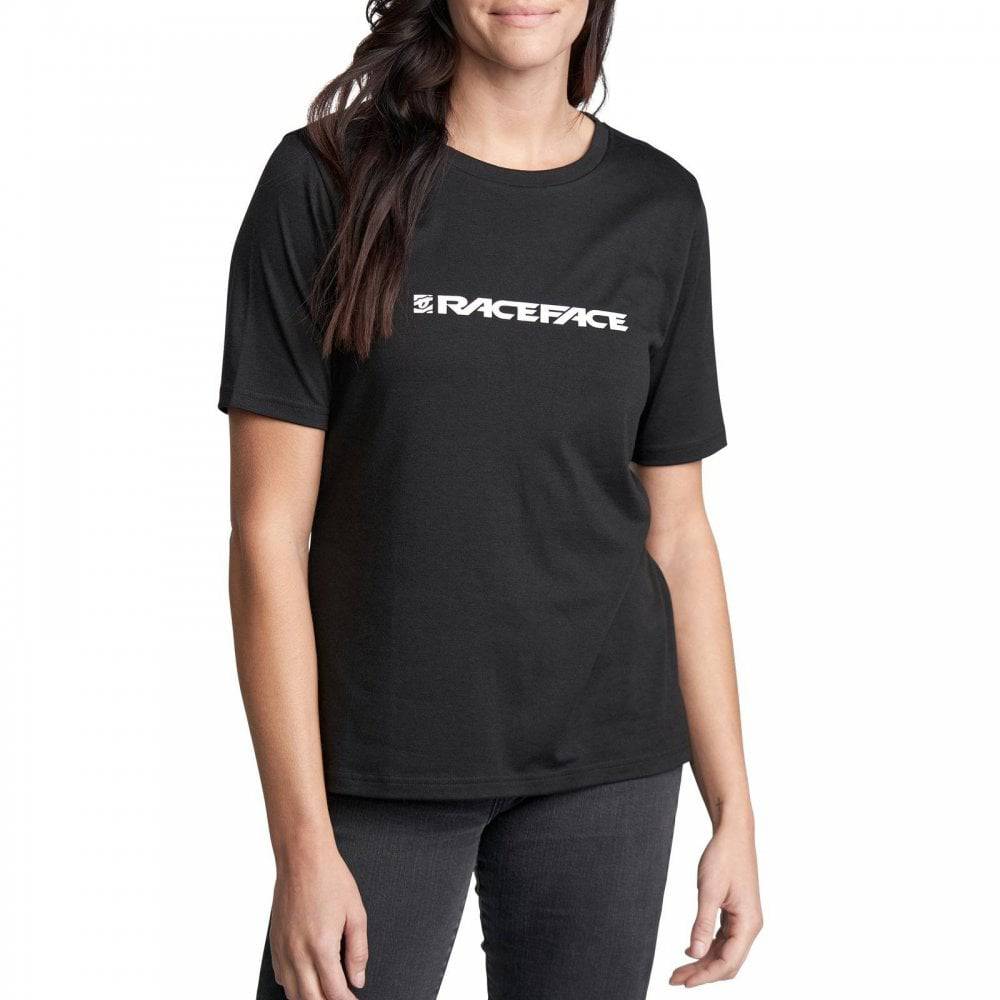 Race Face Classic Logo women's T-shirt jersey featuring breathable fabric and a stylish fit, ideal for casual wear.