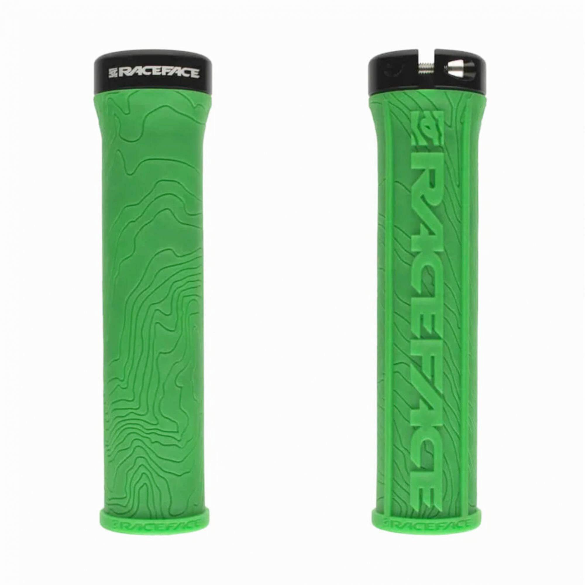 Race Face Half Nelson MTB lock-on grips with VEXY compound and moisture channels for secure handling and comfort.
