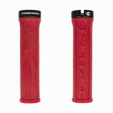Race Face Half Nelson lock-on MTB grips with VEXY compound and moisture channels, designed for secure mountain biking control.