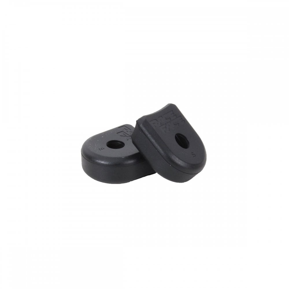 Race Face Alloy Crank Boots protecting bike crank arms, durable accessories for mountain and road bikes.