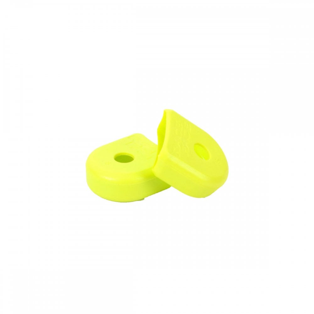 Race Face Alloy Crank Boots protecting bike crank arms, durable aluminum accessories for mountain and road bikes.