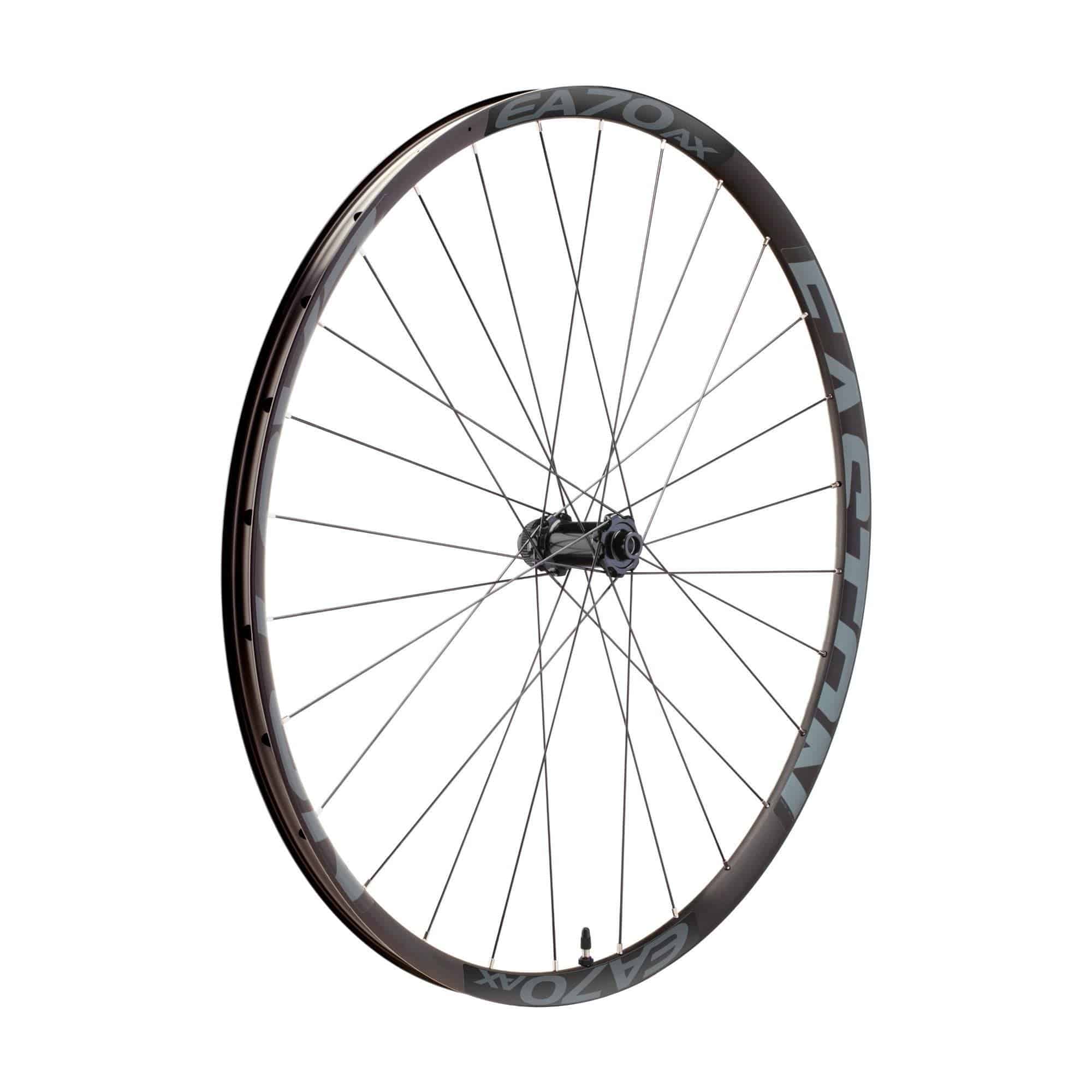 Easton EA70 AX disc wheelset with tubeless-ready rims for road and gravel bikes, featuring lightweight, durable components.